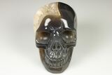 Polished Banded Agate Skull with Quartz Crystal Pocket #190521-1